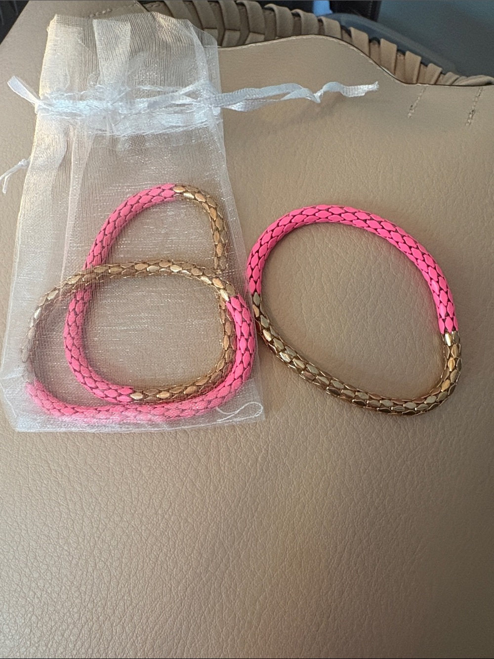 Pink and Gold Braided Bring bracelet Set of 3 - Women Jewelry